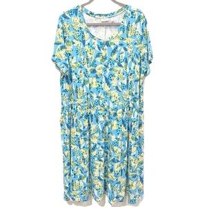 LOGO by Lori Goldstein Dress Women's 2X Super Soft Jersey Knit Floral QVC